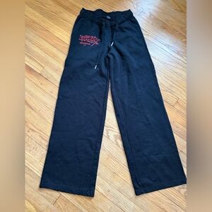 Ed Hardy Black Wide Leg Sweatpants with Red Script